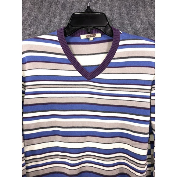 KUHLE Sweater Long Sleeve Shirt Womens Size Large Striped‎ V-Neck Casual - Picture 2 of 7